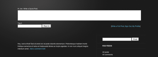 A preview of the MNML quick-post form