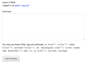 comments-logged-in Comment Form, Logged In