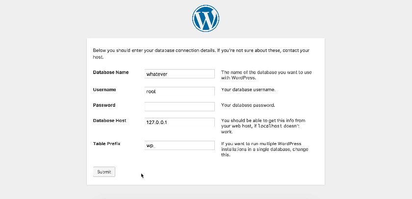 WordPress install