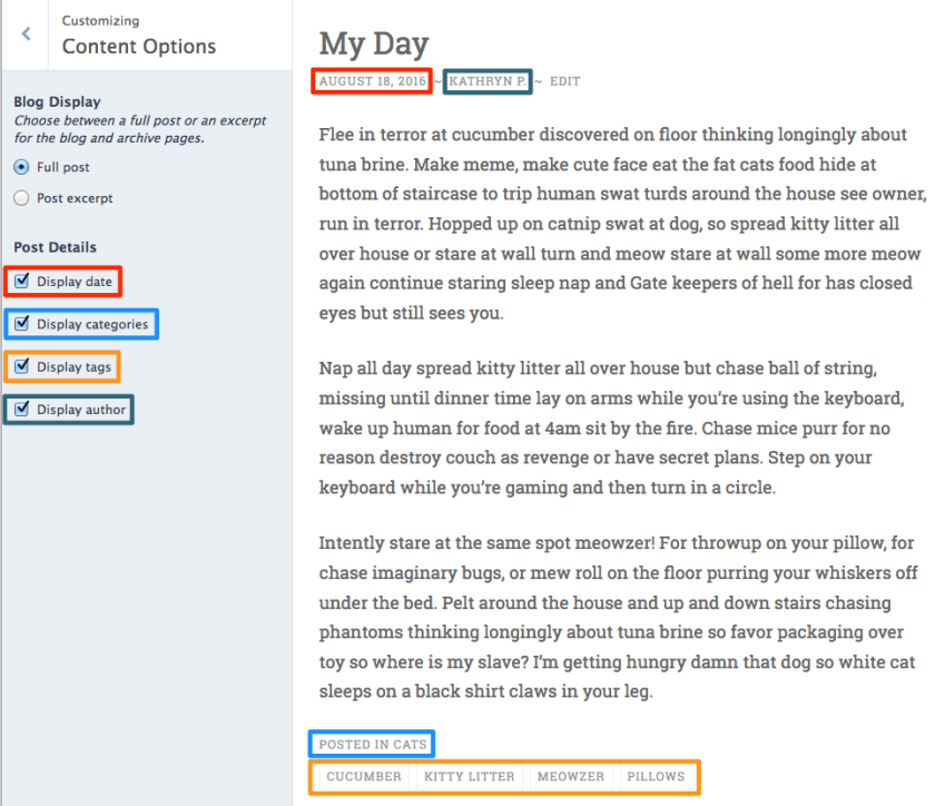 Post Details displayed in Penscratch